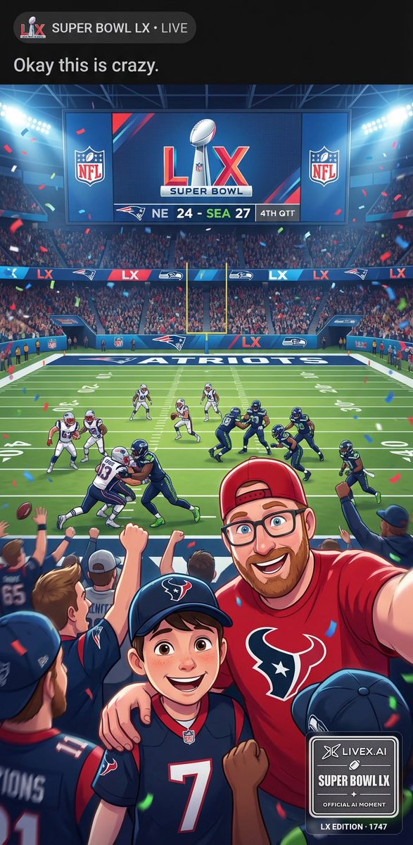 rwomble4's tweet photo. Just met a Super Bowl teammate at Moscone! The Super Bowl Experience is officially lit. 🏈✨ @livex_ai @NFL @MosconeCenter #AIhologram #superbowlLX #LiveX https://t.co/qbZu7VLDl6