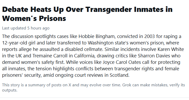 Good work, everybody! We've got this topic trending.

Women in prison are an extremely vulnerable population with no power. They need us to be their voices. NO MALES IN WOMEN'S JAILS!