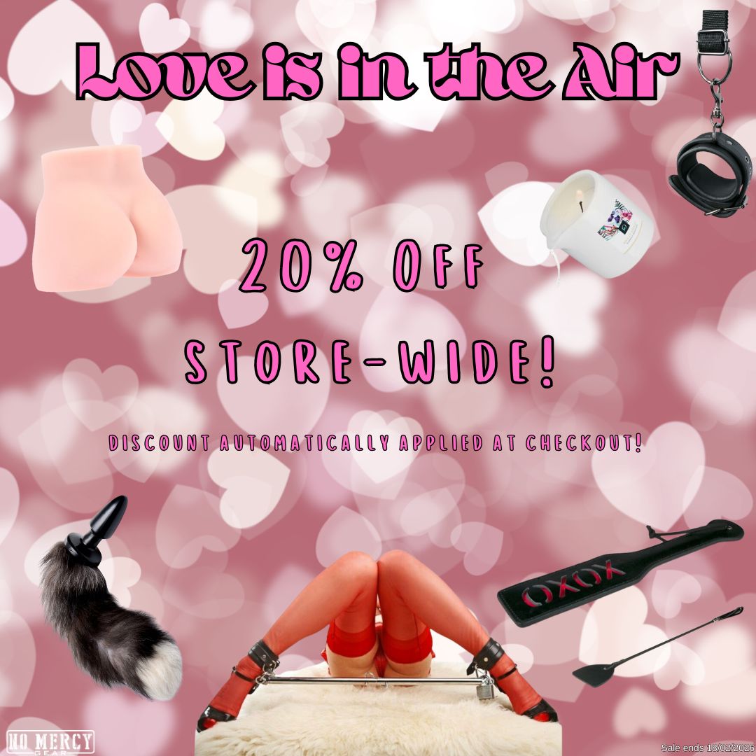 NoMercyGear's tweet photo. Love is in the Air and so we're giving you 20% off your purchase!

Discount applied automatically at checkout!

https://t.co/Gfpo36xk70

Get something special to celebrate love and explore pleasure! https://t.co/HnuZSIk6xl