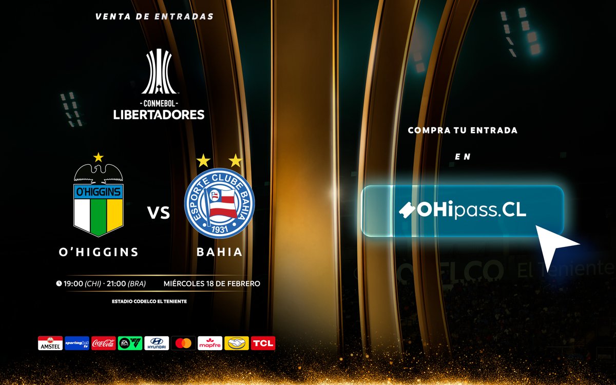 OHigginsoficial's tweet photo. 🇧🇼 ¡𝗦𝗢𝗟𝗢 𝗣𝗔𝗥𝗔 𝗦𝗢𝗖𝗜𝗢𝗦! ¡𝗖𝗼𝗺𝗶𝗲𝗻𝘇𝗮 𝗹𝗮 𝘃𝗲𝗻𝘁𝗮 𝗱𝗲 𝗲𝗻𝘁𝗿𝗮𝗱𝗮𝘀! 🎟️

¡Si eres Socio de la Celeste ya puedes adquirir tu entrada para la Copa Conmebol Libertadores entre O’Higgins FC y Esporte Clube Bahia:

⏺️ 𝗦𝗼𝗰𝗶𝗼𝘀 𝗔𝗯𝗼𝗻𝗮𝗱𝗼𝘀: Hasta las 09:59 am del viernes 6 de febrero.

⏺️ 𝗦𝗼𝗰𝗶𝗼 𝗚𝗲𝗻𝗲𝗿𝗮𝗹: Desde las 10:00 am del viernes 6 de febrero.

⏺️ 𝗩𝗲𝗻𝘁𝗮 𝗴𝗲𝗻𝗲𝗿𝗮𝗹 𝘆 𝗩𝗜𝗦𝗜𝗧𝗔: Desde las 08:00 horas del lunes 9 de febrero.

➡️ Ingresa ahora a https://t.co/Zgq8g7RujF y asegura tu boleto para alentar al Capo de Provincia en el torneo más importante de Sudamérica 🙌🏻

#VamosLaCeleste 🇧🇼