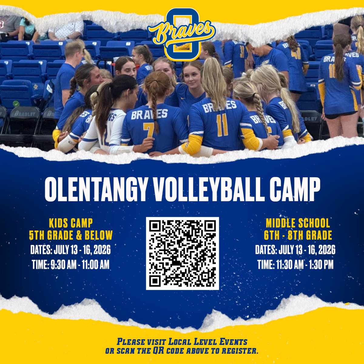 Join us at Olentangy High School for a fun, skill-building Girls Summer Volleyball Camp for younger players and middle school athletes!
📅 July 13–16
⏰ Kids Camp (5th grade &amp; below): 9:30–11:00 AM
⏰ Middle School Camp (entering 6th–8th): 11:30 AM–1:30 PM
locallevelevents.com/events/details…
