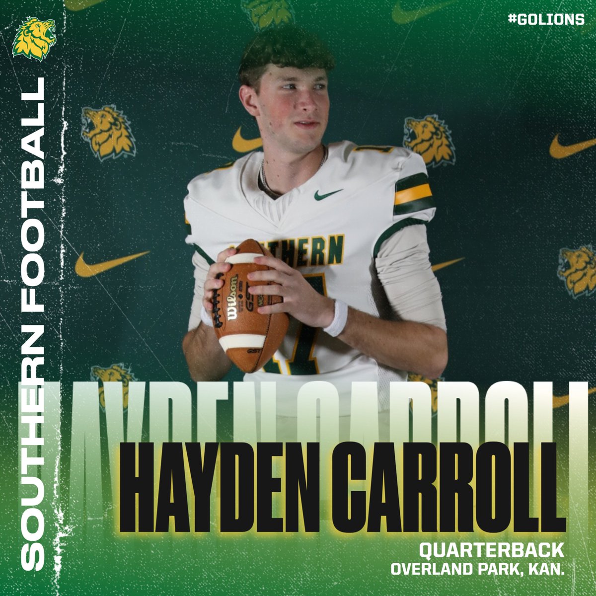 MOSOFootball's tweet photo. Hayden Carroll is a Missouri Southern Lion!! 

Welcome to MSSU, Hayden!! 

@Hayden_Carroll7 🦁🏈 https://t.co/RfHYt9umSp