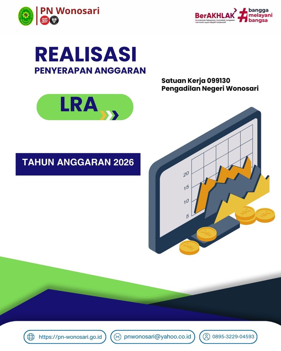 pnwonosari's tweet photo. Penyerapan anggaran DIPA pada satker 099130 PN Wonosari bulan Januari 2026 https://t.co/WM4B0BI3Xw