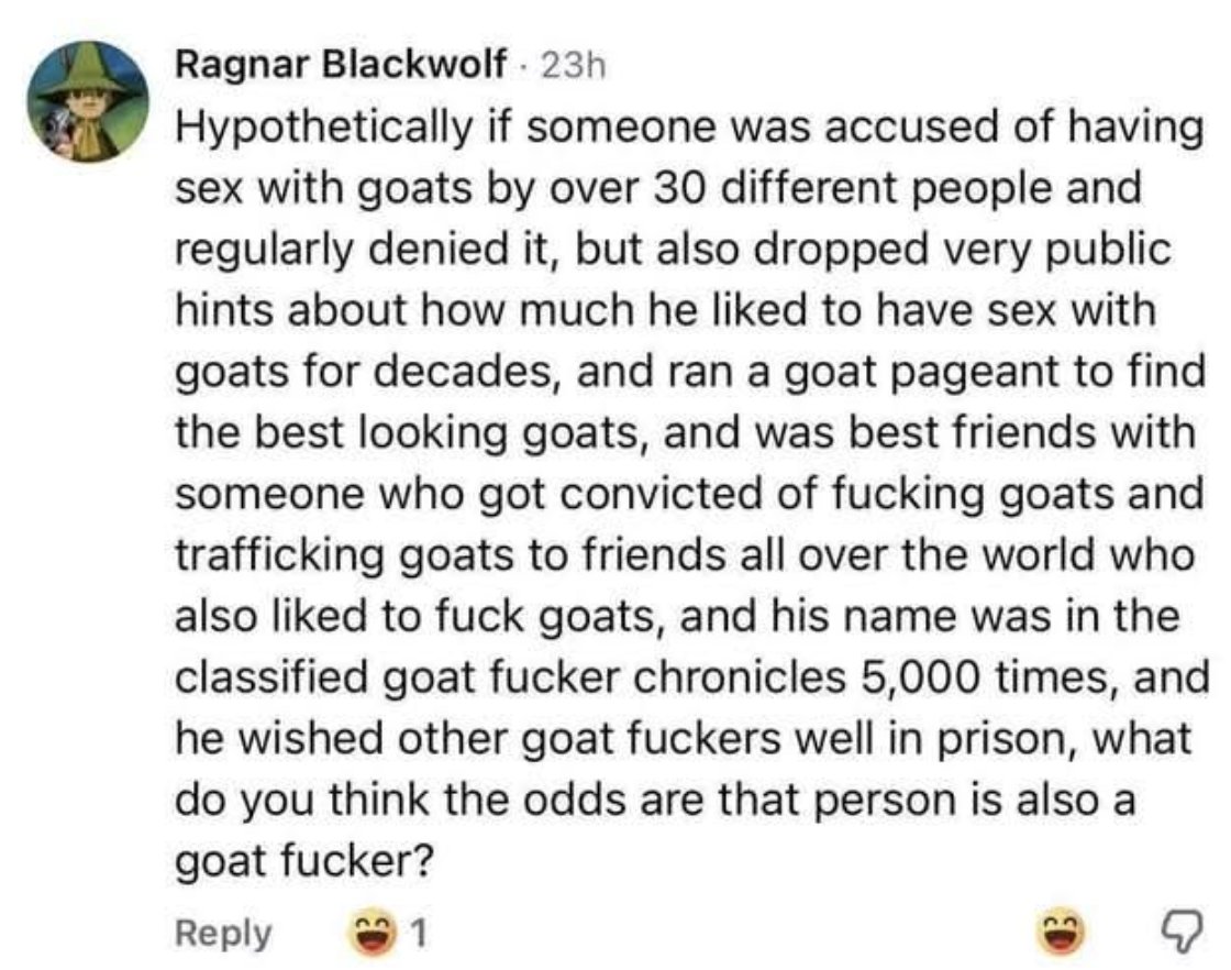 sciencebamf's tweet image. Goat fsckers going to Goatse