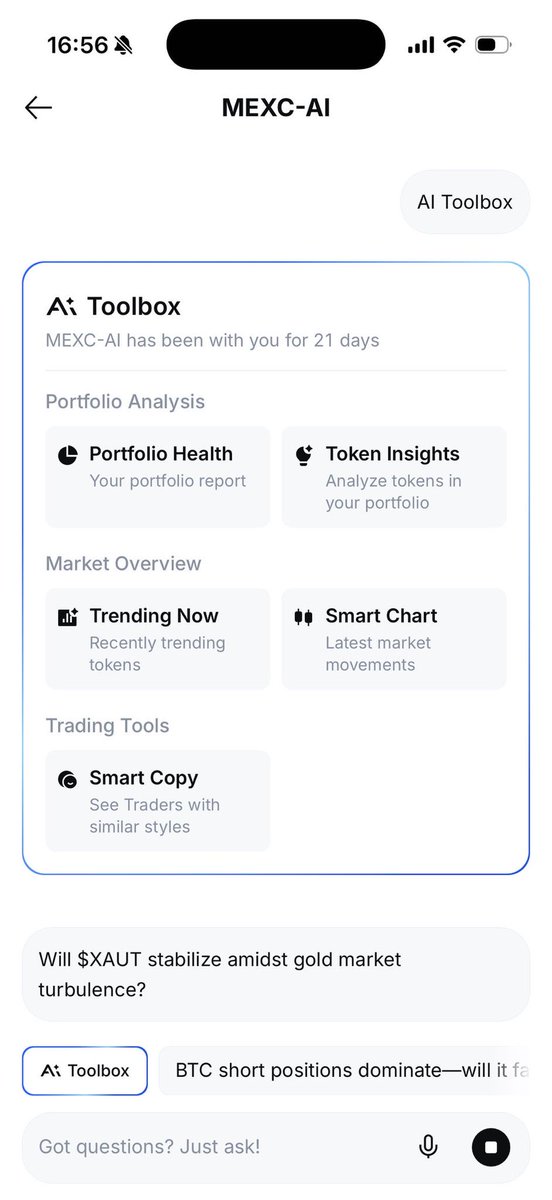AI shouldn’t feel scattered.
And it definitely shouldn’t feel cold.
The AI Toolbox is our answer:
a unified space where all AI tools come together —designed as an AI trading companion.
Smarter. Closer. Always there.☺️
#MEXCAI