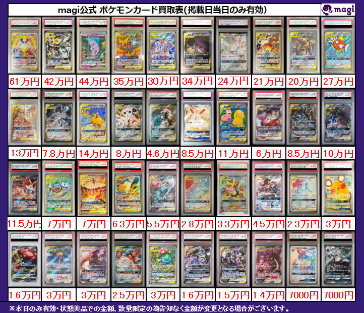 ✨magi ポケカ 買取情報✨】 ポケモン GX 等PSA10🔥 買取表更新いたし