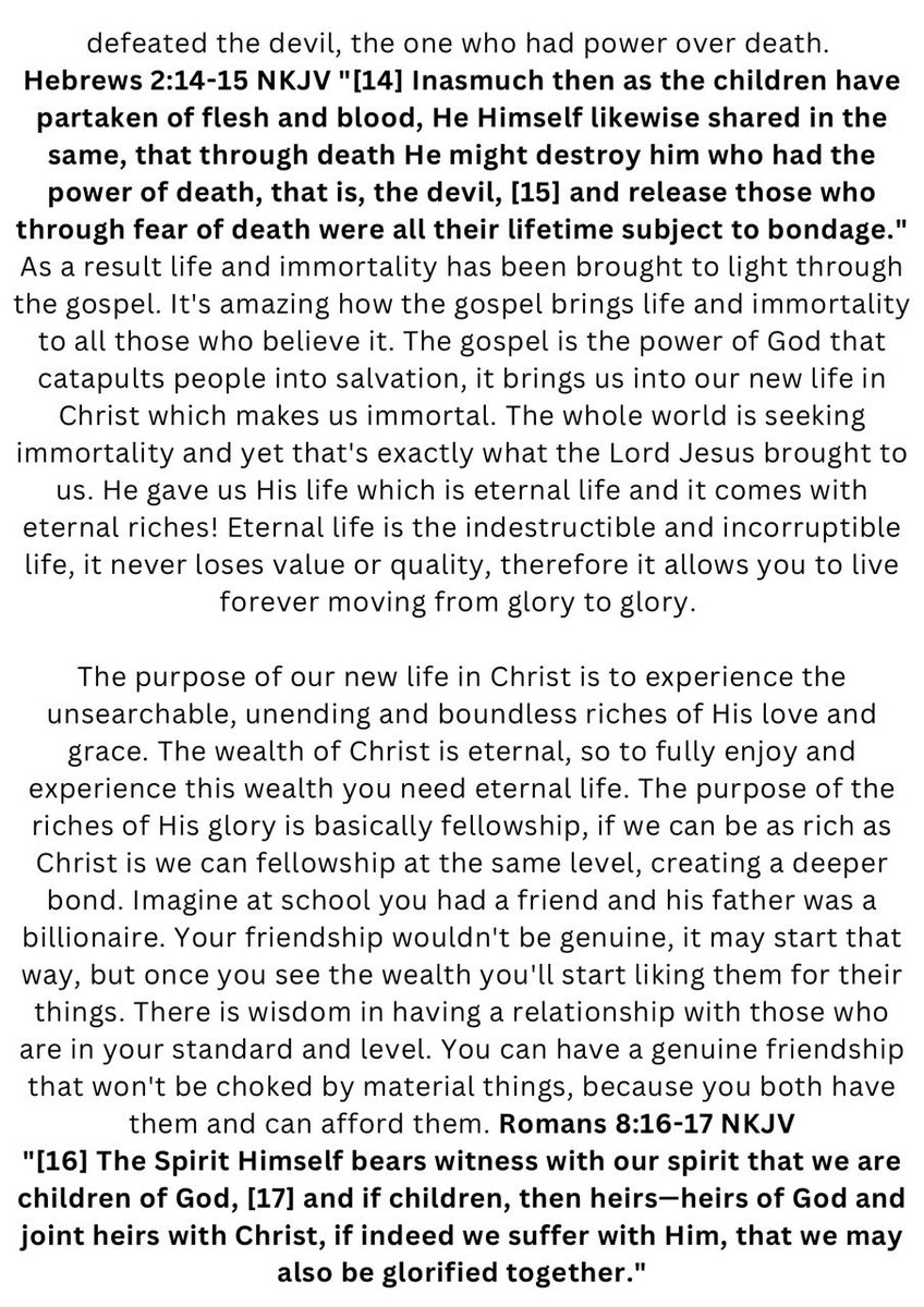 houseofgracent's tweet photo. Grace, mercy and peace from God the Father and Christ Jesus our Lord.🙏🏽😇

Please receive today’s Treasures of Christ Daily Devotional "WE ARE IMMORTALS" https://t.co/7kgpv8oh3y