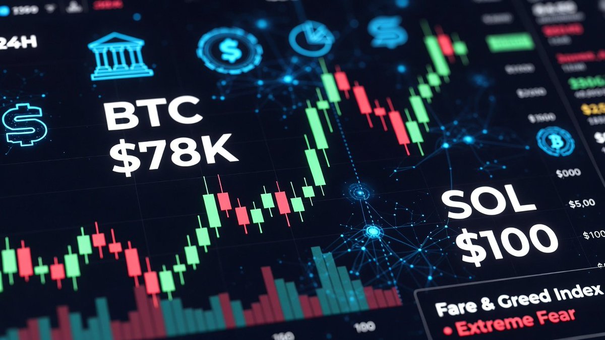 BlockIntel_DeFi's tweet photo. CRYPTO BLOODBATH OVER?

BTC bouncing off $76K lows to $78K (+3.5% 24h) while Fear & Greed hits Extreme Fear at https://t.co/M4tdlUSwYh cap up ~2% to $2.64T today after wiping billions—classic capitulation bounce?

Hot moves: 
SOL holding $100+ zone, privacy/DeFi narratives reloading
ZIL ripping +75%, Hyperliquid as coin of the day
Alts like BNB/Arbitrum showing usage strength amid unlocks

This dip is gift-wrapped for diamond hands.
Institutions still flowing in quietly, RWAs/AI agents/L2s building under the radar. 
BTC to $100K+ by summer if history rhymes?Who's loading up right now? 
BTC, SOL, underrated alts, or waiting for deeper lows?
Quote/RT your bags & price targets below—let's see who calls the bottom!Follow for daily alpha on dips, unlocks & rotations! #Crypto #Bitcoin #Solana #Altseason #BTC #ETH #DeFi #CryptoMarket #HODL