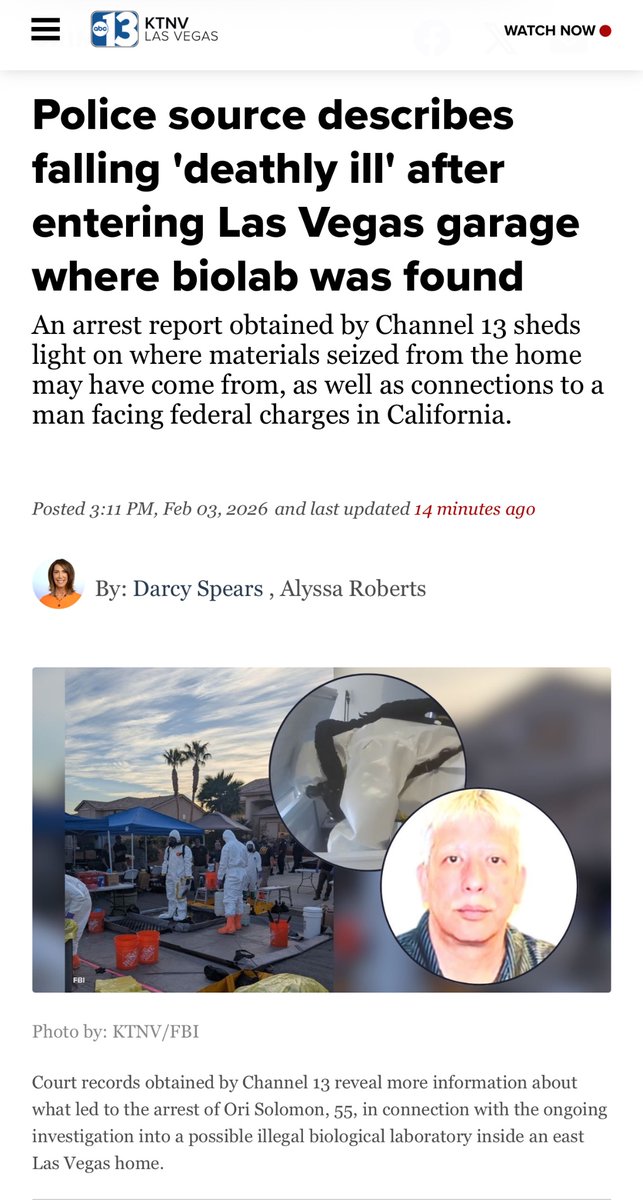 ShieldsClips's tweet image. A biolab was just discovered in Las Vegas, and it reportedly left people “deathly ill” with a severe respiratory illness. 

The man running it? Ori Solomon. A jewish Israeli. 

Trying to create Covid 2.0?