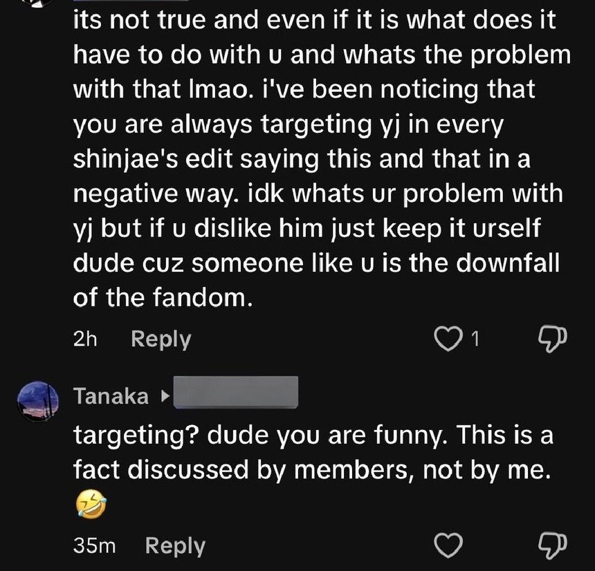 jaebaerry's tweet photo. 42, please help rnb this account @/tanakakun015 on tiktok. They repeatedly leave hate comments toward YJ and spread false information about T-W-S. This behavior is harmful, misleading, and should not be tolerated. https://t.co/54Ca6dgKo9