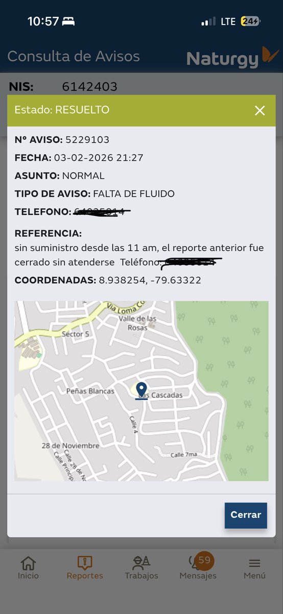 MBosquezv's tweet photo. @NaturgyPa @AsepPanama 

Se colocó nuevo reporte y lo cerraron sin atender nuevamente 
@JoseRaulMulino https://t.co/TzTkScGpxD