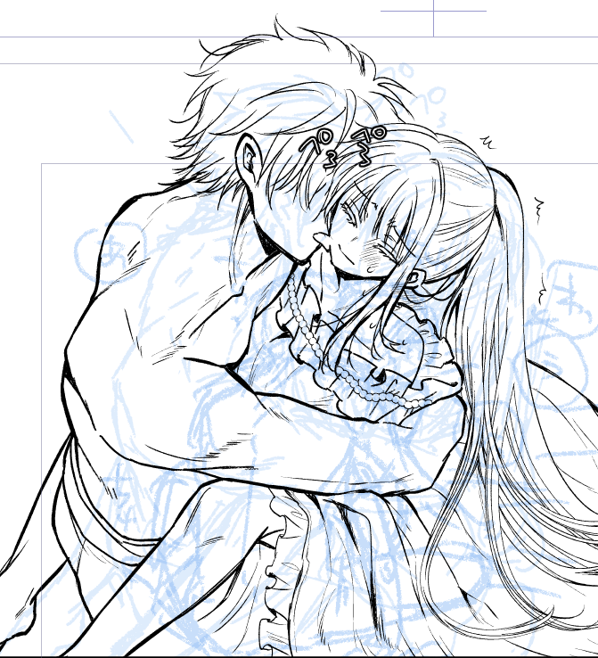 脱ぐ前だが脱いでる絵を書いてしまったんで、ここで供養。 