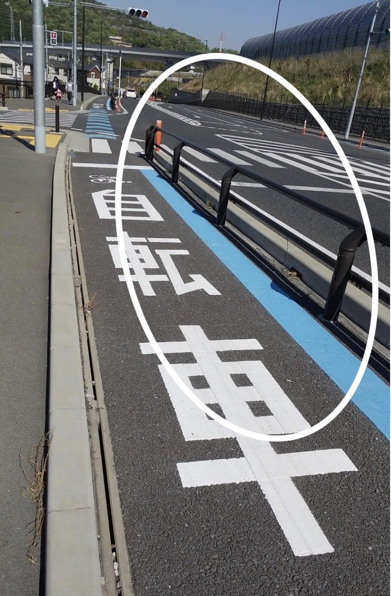 自転車レーンはこうやって整備して欲しいのではなくて右の画像のようなガードがあることなんだよ