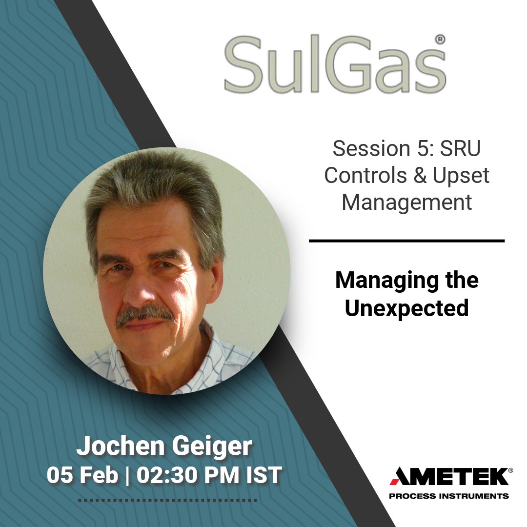 AMETEKPI's tweet photo. If you'll be at the SulGas Conference in Mumbai this week, don't miss Jochen Geiger's Session 5 presentation, "Managing the Unexpected." 
📅February 5
⏰02:30 PM IST
#sulgas2026 #sulphurrecovery #ametek https://t.co/5j8VphbG2i