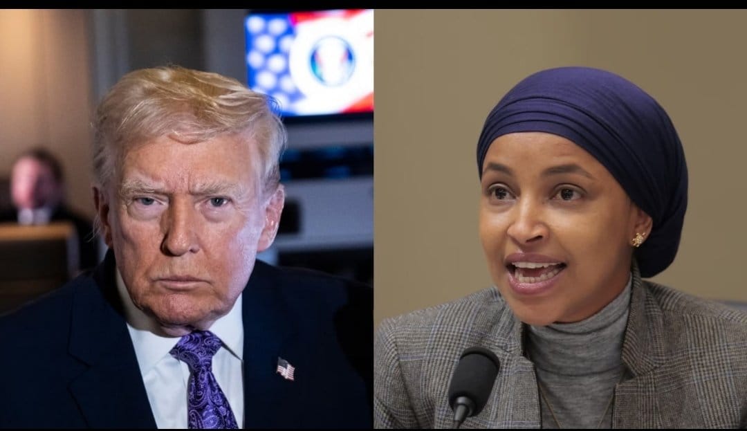 TrumpBarron_Q's tweet image. President Trump says jail isn’t enough for Ilhan Omar. 
He calls for an even worse punishment sending her back to Somalia. 
This should happen immediately, as in today.
Do you firmly support Trump on this?
A. Huge Yes
B. No