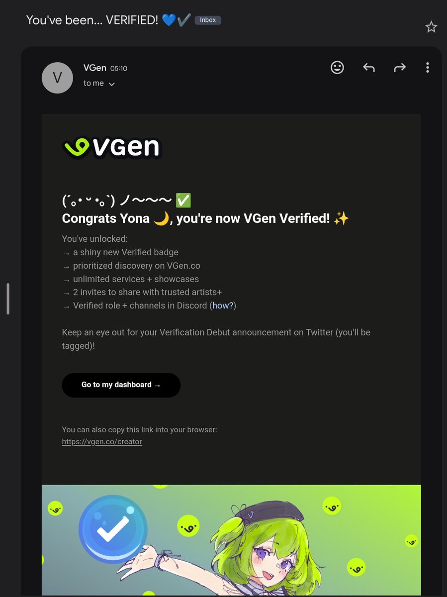 NO WAY OMG I'M FINALLY VGEN VERIFIED!!
Thank you so much for everyone's support I can't believe this 🥹🫶🏻

I'll be hosting code giveaway soon 💕

#vgen #commissionsopen