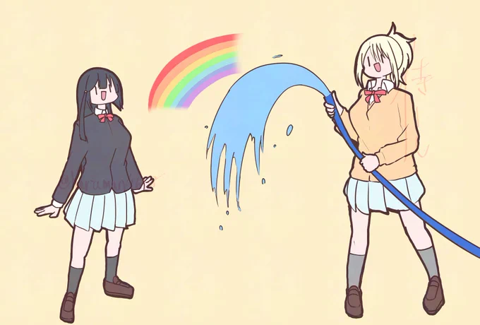 今日は4コマお休みです。あ、虹!