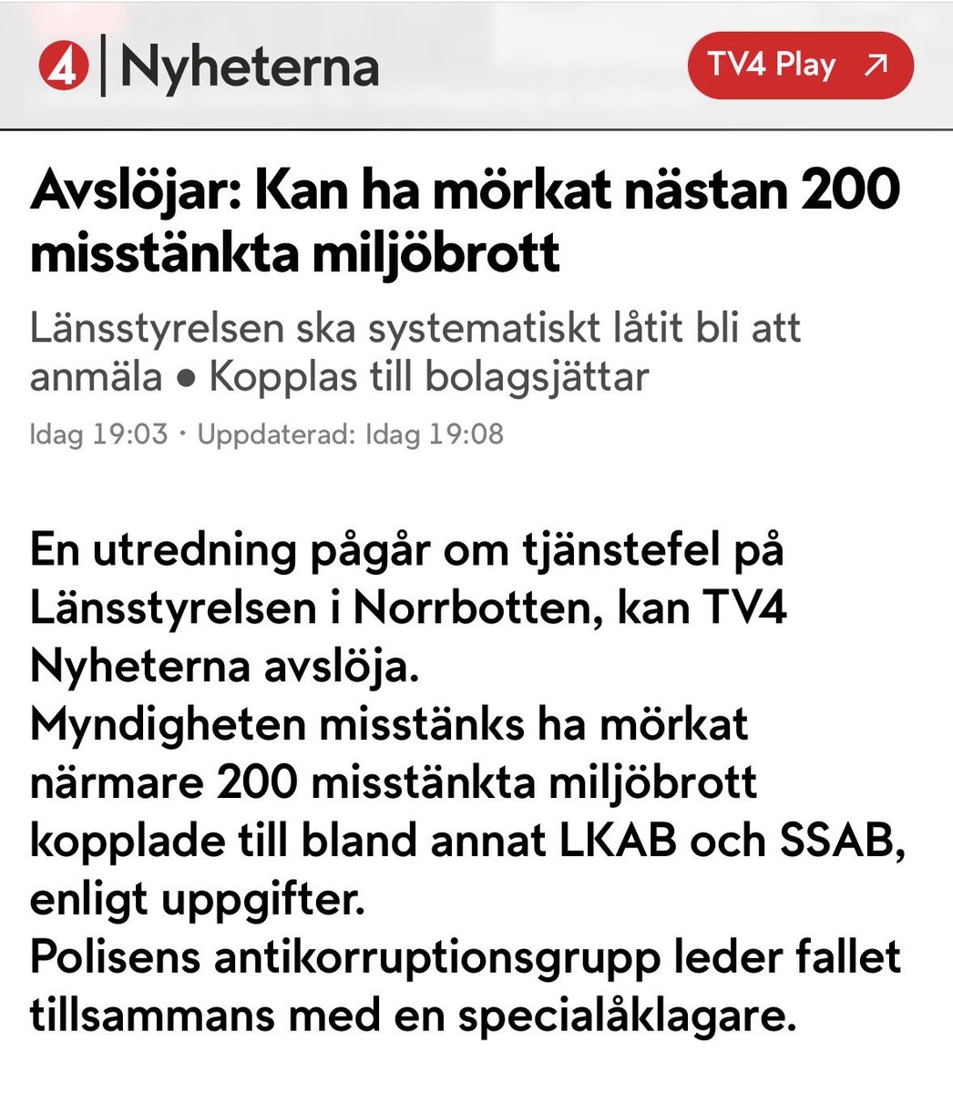 Till morgonkaffet tar jag del av en oroväckande nyhet och funderar en stund över den tystnadskultur, rädsla och korruption som riskerar att uppstå där stora företag är de dominerande arbetsgivarna…
Morgonkopp! ♥️☕️

Läs mer här…👇🏼
tv4.se/artikel/2YvAEA…