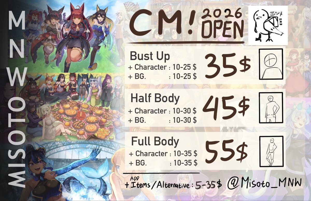 Finally!! New Updates Commission Work for 2026

Starting from 35$! 

Details links in below!
Thank you! And Will do my best!!🐥🔥