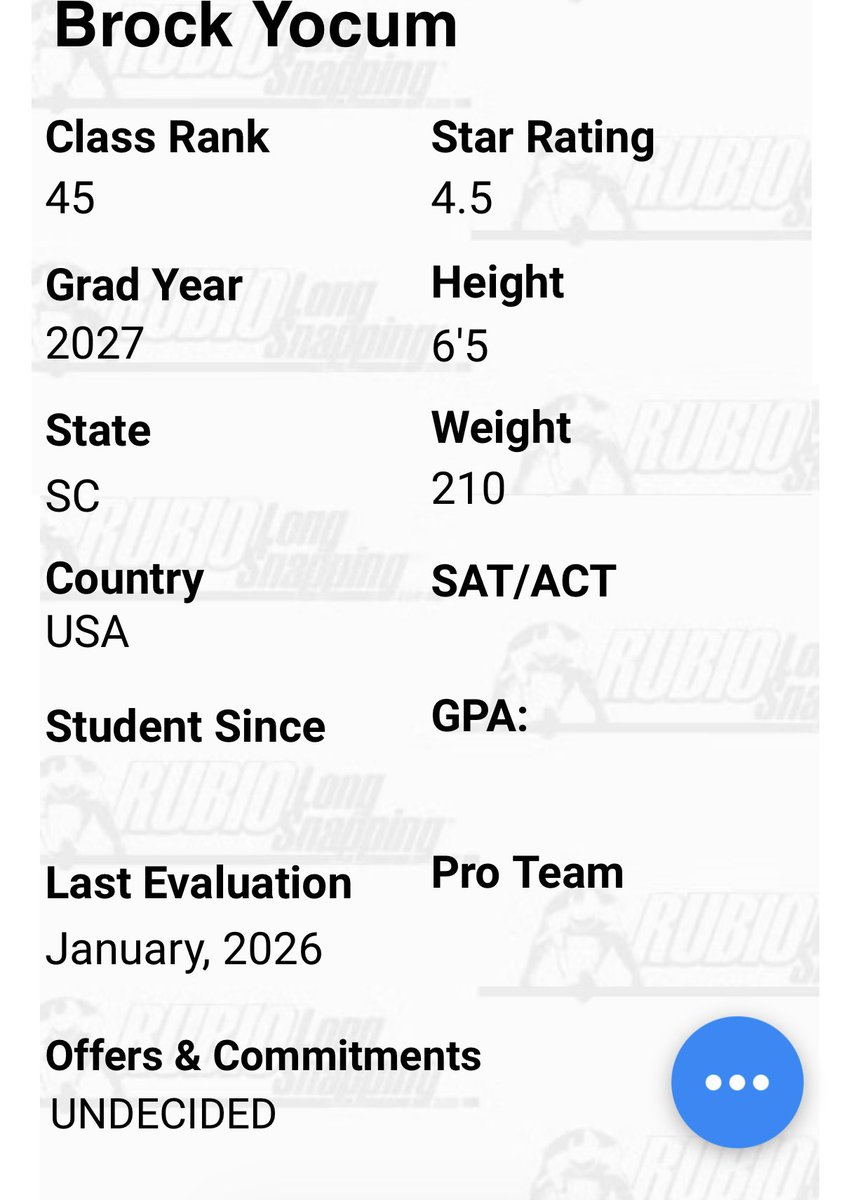 Brock Yocum ‘27 LS, 4.5⭐️ tweet media
