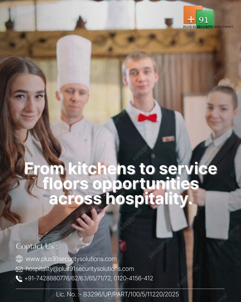 Plus91SS_'s tweet photo. Great hospitality starts with the right people.

Apply Now.
📞 0120-4156-412, +91-7428880776
🌐 https://t.co/e2LqLe3eNR

#Plus91SecuritySolutions #HospitalityExcellence #HospitalityHiring #ServiceStaff #HotelCareers #WorkforcePartner #ProfessionalStaff #NowHiring https://t.co/IfBgAnaJDn