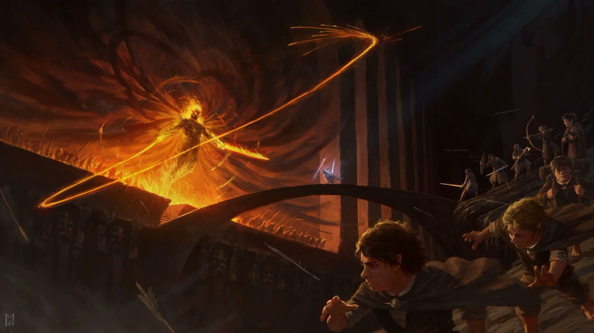 LostHistory9's tweet photo. Don't know who the artist is, but this is hands down the most accurate depiction of Durin's Bane. https://t.co/zz1IPBoxcF