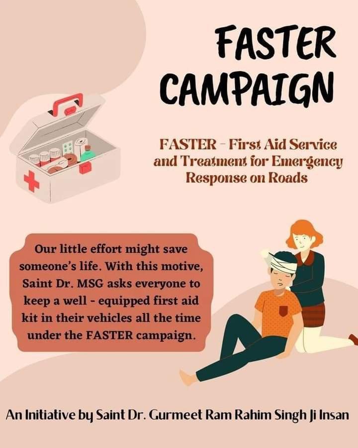 Pooja_madaan_13's tweet photo. Many people in road accidents lose their lives in the absence of first aid. Saint Gurmeet Ram Rahim Ji started Faster Campaign & urge his volunteers to help injured people on roads by giving them first aid. This #FirstToAid kit includes all the necessary items. https://t.co/asBg0yKUOl