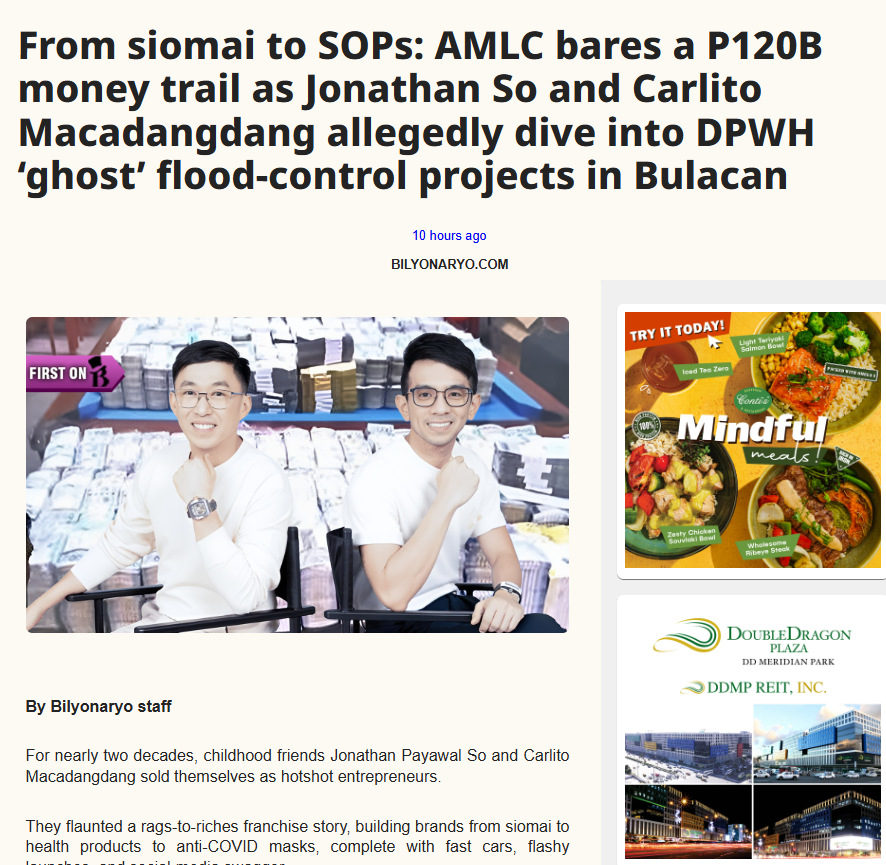 bilyonaryo_ph's tweet photo. Information beats intimidation. @bilyonaryo_ph fans thank you for being patient. We are currently parrying attacks on our site targeting our latest ghost flood control expose. https://t.co/zKe01xLfoL