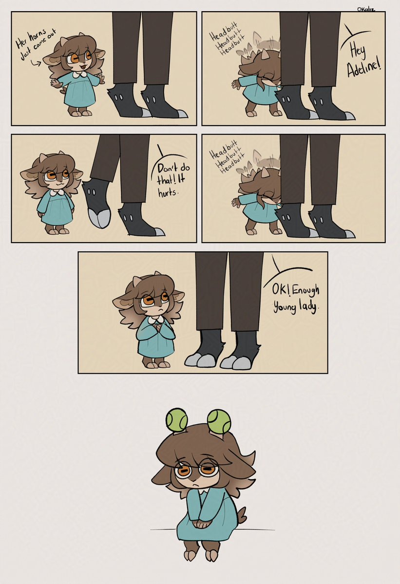 0kaliz's tweet image. I love that about the goats. 
That's why this comic of Adeline as a kid exists.