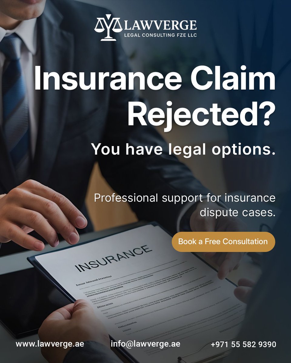 Lawvergedubai's tweet image. 🛡️ Insurance claim rejected or delayed?
You still have legal options.
We help with insurance dispute cases to protect your rights and fight for fair outcomes.
📞 Free consult: +971 55 582 9390
🌐(lawverge.ae)
#insurancedisputeuae #insuranceclaimrejected