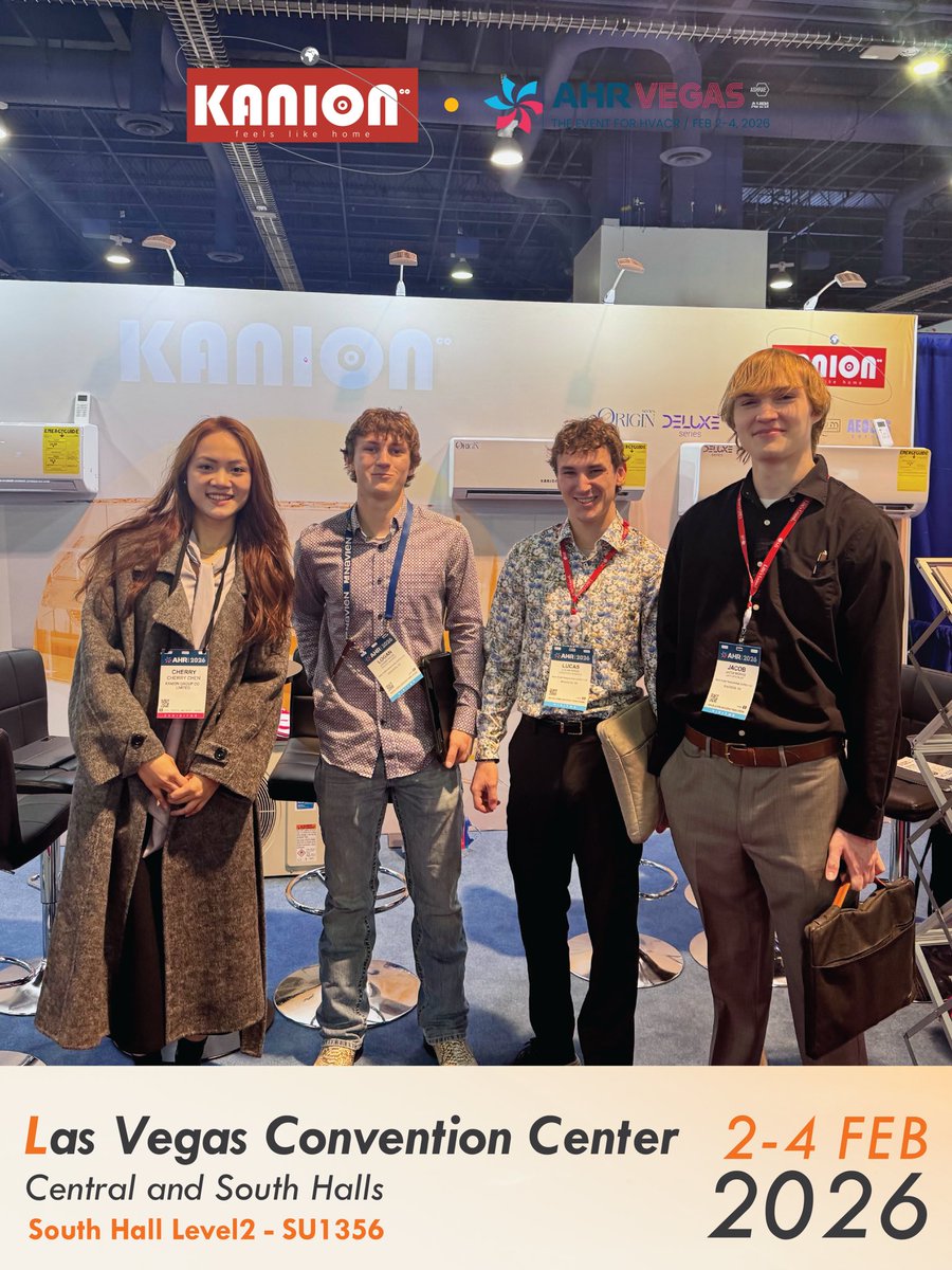 kaniongroup's tweet photo. Day 2 in Vegas — we’re back on the show floor ⚡️
📍 Las Vegas Convention Center
🏢 South Hall Level 2
📌 Booth SU1356
#AHRExpo2026 #LasVegasConventionCenter #KanionCo #HVAC #GreenEnergy https://t.co/ETdIMbkRJa
