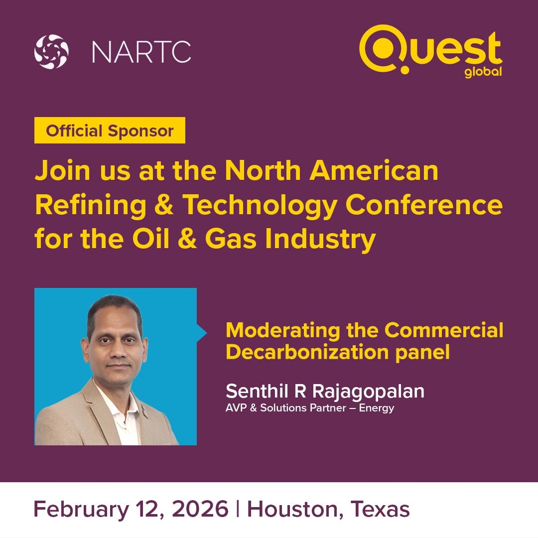 Quest_Global's tweet photo. Join Senthil R. Rajagopalan at #NARTC2026 as he moderates a discussion on how innovative tech can help energy companies cut emissions without breaking the business.
📅 12 Feb | 08:25 AM
#QuestGlobal #CommercialDecarbonization https://t.co/aCNyrUF2nM