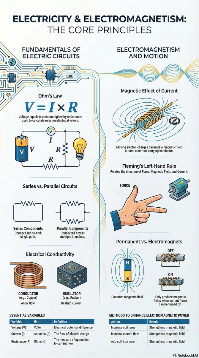 HouseOfPhysics's tweet photo. Electricity and Electromagnetism: The Core Principles https://t.co/VkVF3nAITG