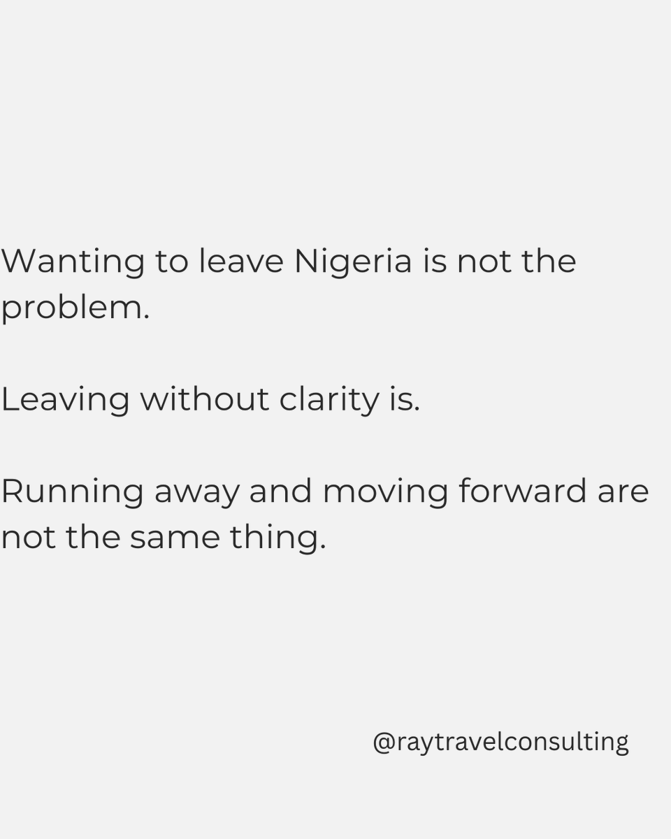 RASHIDATYESUFU1's tweet image. Wanting to leave Nigeria is not the problem.

Leaving without clarity is.

Running away and moving forward are not the same thing.

#Nigeriarelocation #relocationplanning #lifedecisions #relocationmindset #japadecision #relocationclarity #raytravelconsulting #creatorsearchinsigh
