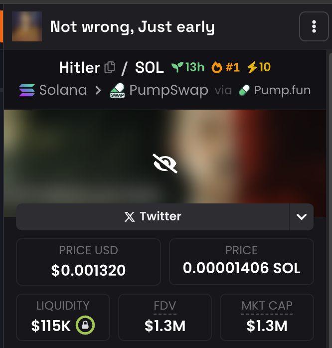 TalksToBags's tweet photo. Don’t worry about the banner being censored — that’s actually bullish. How often do you see a blurred banner on Dex? Almost never!
It’s just another attention hook for this memecoin.

Load up. The next leg will be violent.

8WhwakwRPFhdPz7GFbSwwZd2uNoThSV1ok51ehhJpump https://t.co/zPf8w1ZsRX