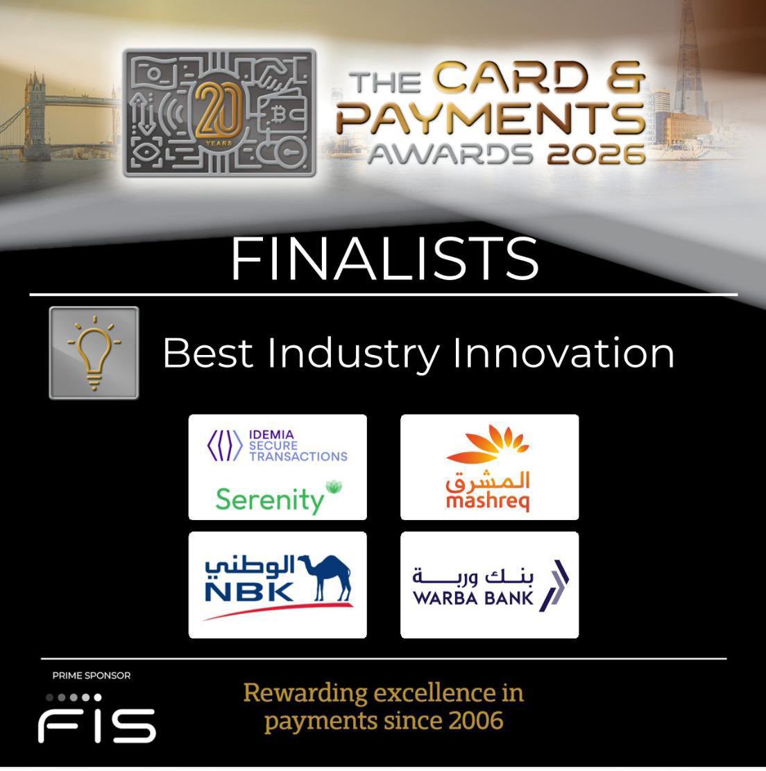 📣 Serenity Shortlisted at the 2026 Cards &amp; Payments Awards Middle East 🤩

We’re pleased to share that Serenity powered by IDEMIA Secure Transactions (<a href="/IDEMIA_IST/">IDEMIA Secure Transactions</a>) has been named a finalist in the “Best Industry Innovation” category at the very reputed  2026 Cards &amp; Payments
