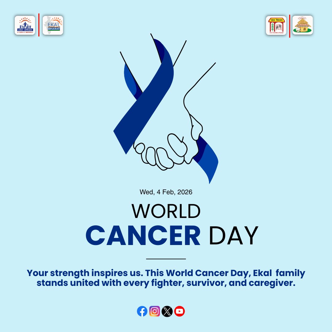 Your strength inspires us, your courage unites us.
This World Cancer Day, the Ekal family stands united with every fighter, survivor, and caregiver—today and always.

#WorldCancerDay #EkalAbhiyan #UnitedAgainstCancer