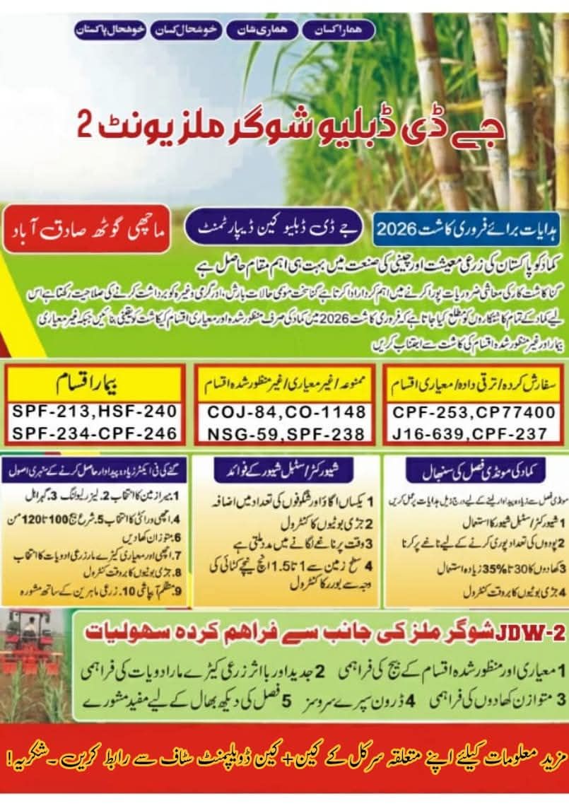 psma_nz's tweet photo. JDW Sugar Mills, Unit-2 has issued an important advisory for Growers regarding February sowing of Sugarcane.

جے-ڈی-ڈبلیو (JDW) شوگر ملز، یونٹ-2 کی جانب سے گنے کی فروری کاشت کے حوالے سے اہم پیغام۔۔

#PSMA #PakistanSugarMillsAssociation #SugarSector #canecommissioner #agriculture https://t.co/mh1MxtDR0V