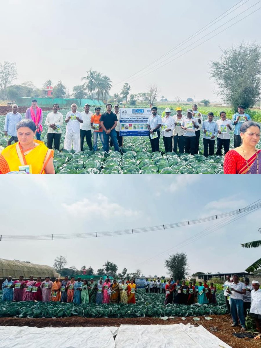 fact_kochi's tweet photo. Under the #FEPProgramme 2025–26, FACT organised a Field Day at its cabbage demo plot at Kadoli, Belgaum, with 54 farmers. Benefits of City Compost and balanced fertilisation were shared, with the demo plot showing better crop quality than the control. 🌾
@fertmin_india https://t.co/l8JmehdbMS