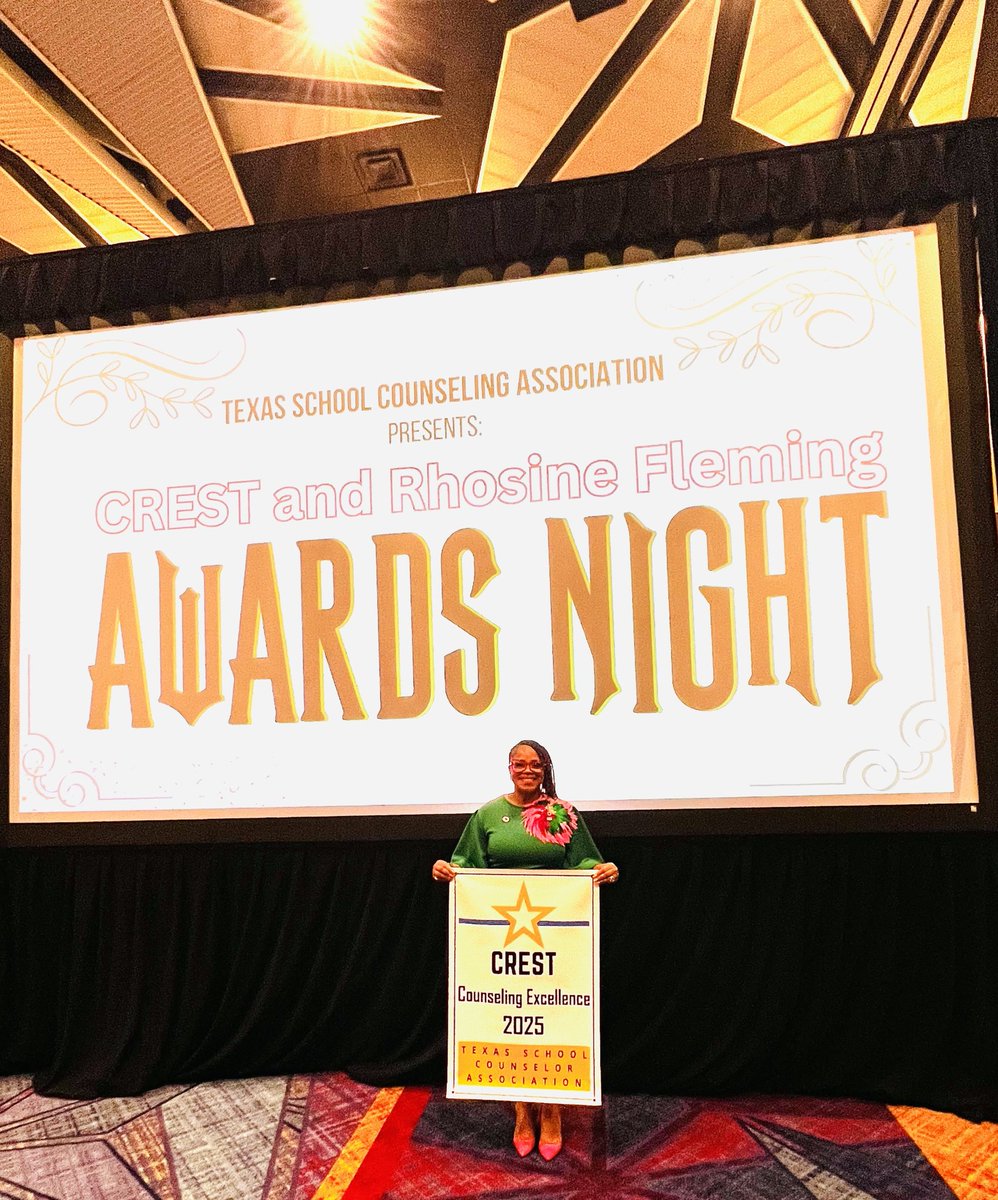 vsspille2's tweet photo. Thank you @AliefISD for supporting my travel to the TCA CREST Awards Ceremony & Conference. I'm
honored to earn my 3rd CREST award & to represent our amazing district & counseling department! #AliefProud #CounselorsForGood #CounselorStrong @AliefCounseling @HicksTigers #NSCW26 https://t.co/yk67u5s6OH
