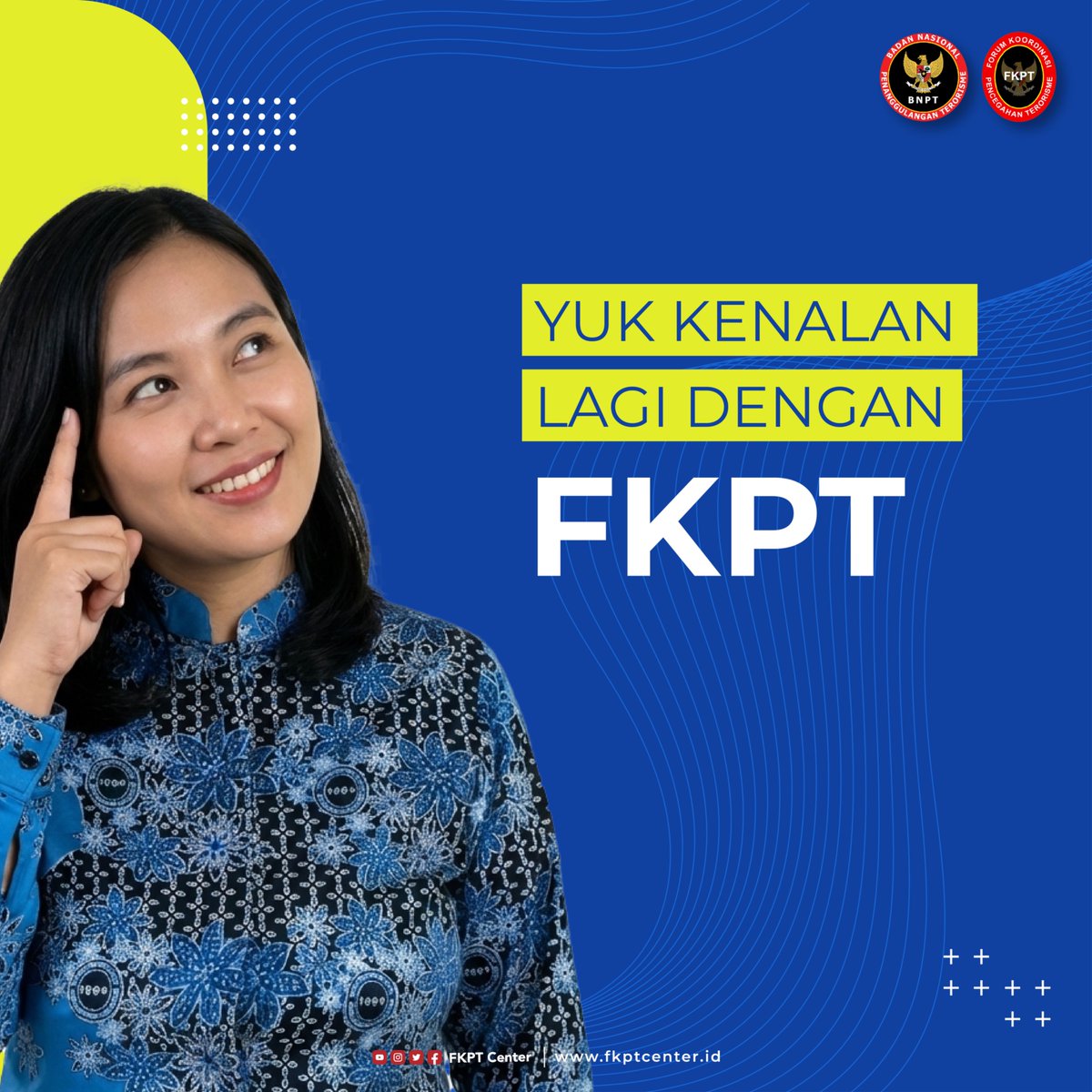 fkptcenter's tweet photo. FKPT (Forum Koordinasi Pencegahan Terorisme) hadir sebagai mitra strategis BNPT di daerah untuk mencegah radikalisme dan terorisme sejak dini Lewat edukasi, dialog, literasi media, dan kolaborasi lintas elemen masyarakat. 
#YukKenalinFKPT
#FKPT
#BNPT
#SiapJagaIndonesia https://t.co/PfSTRfXbcQ