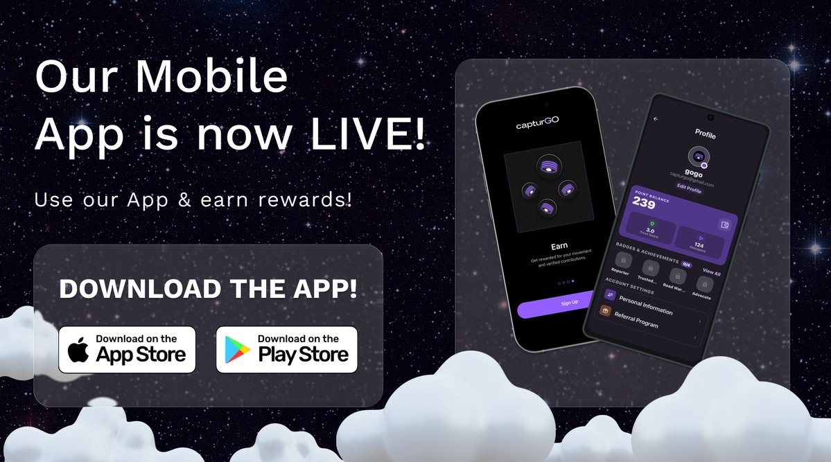 captur_go's tweet photo. CapturGO is now live. 

Welcome to the new era.

A new experience.

Building a people-powered network that turns real-world movement into real-time location intelligence 📲 https://t.co/08WDF5x7pZ