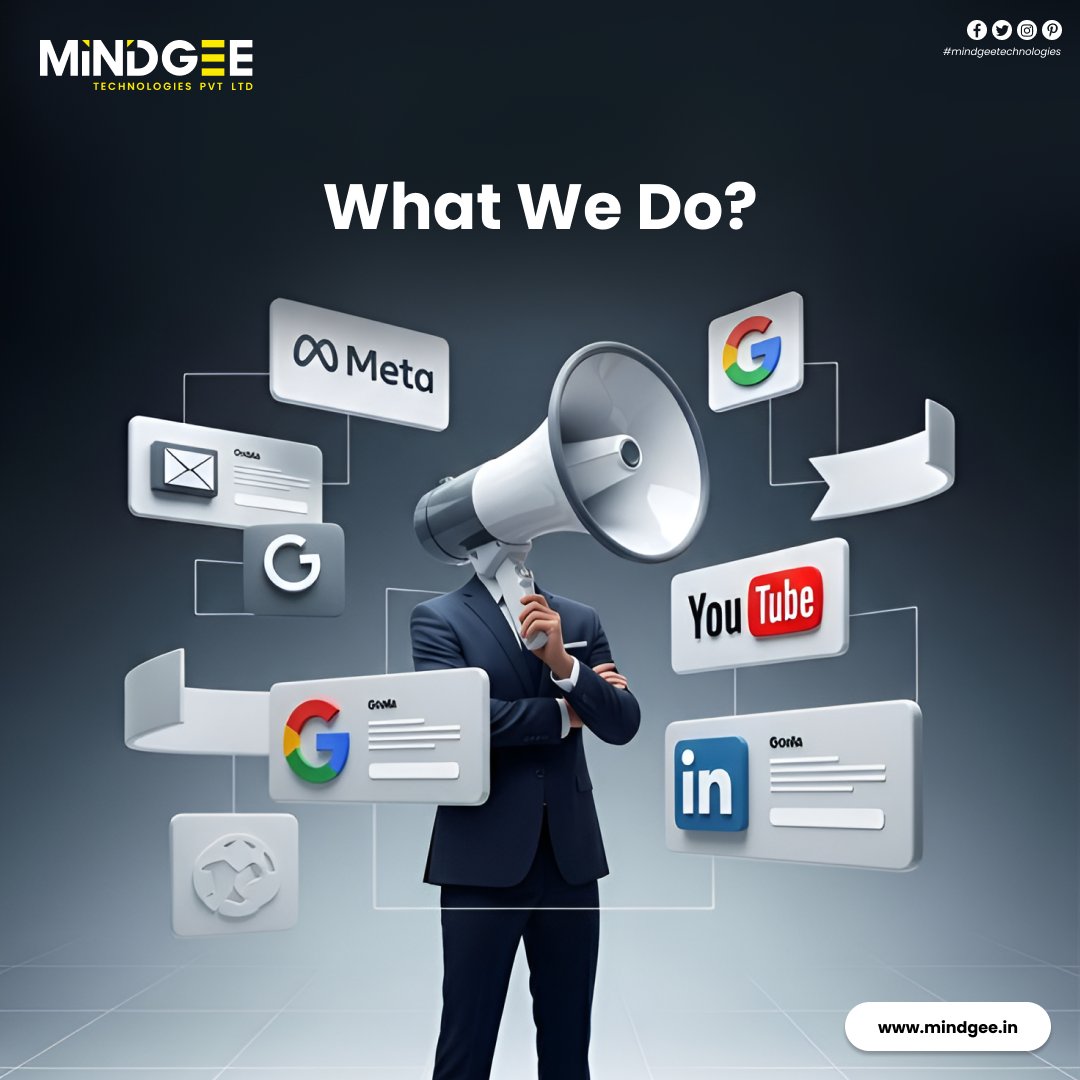 We help brands get heard everywhere that matters—Google, Meta, YouTube, LinkedIn &amp; more.
Smart strategies. Real growth.
#DigitalMarketing #BrandGrowth #GoogleAds #MetaAds #MindGee