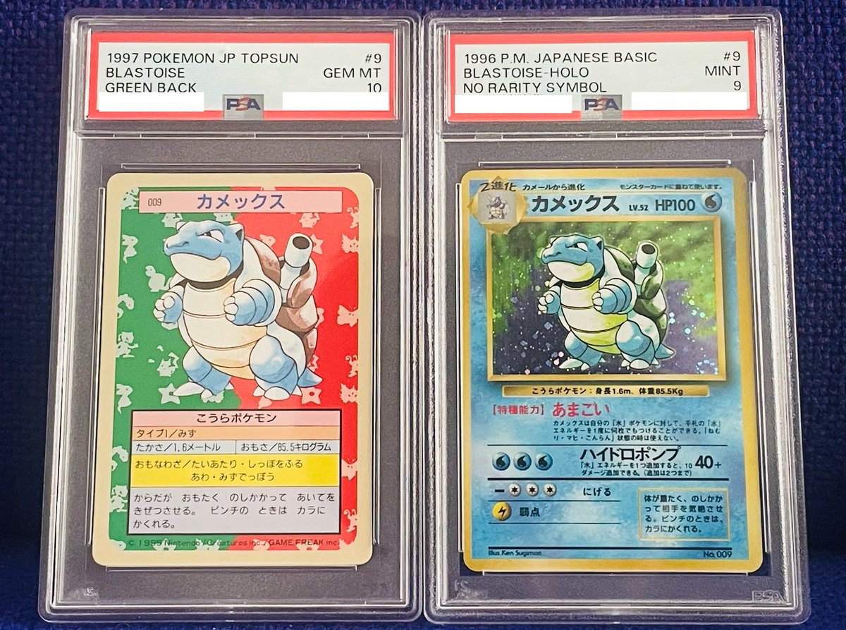 aster_265's tweet image. 今回のトップサンでカメックスコレクションが増えて🐢✨✨
あとはブルーバックと初版が10になれば…😇