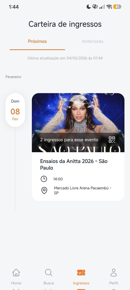 ThiagoBocon's tweet photo. Vendo ingresso Ensaios da Anitta em São Paulo - Dia 08/02 Domingo 
MEIA ARENA - Transferência via INGRESSE 

meia l vendo l compro l carnaval l SP l arena l alguém vendendo https://t.co/X7Ppbhjd4O