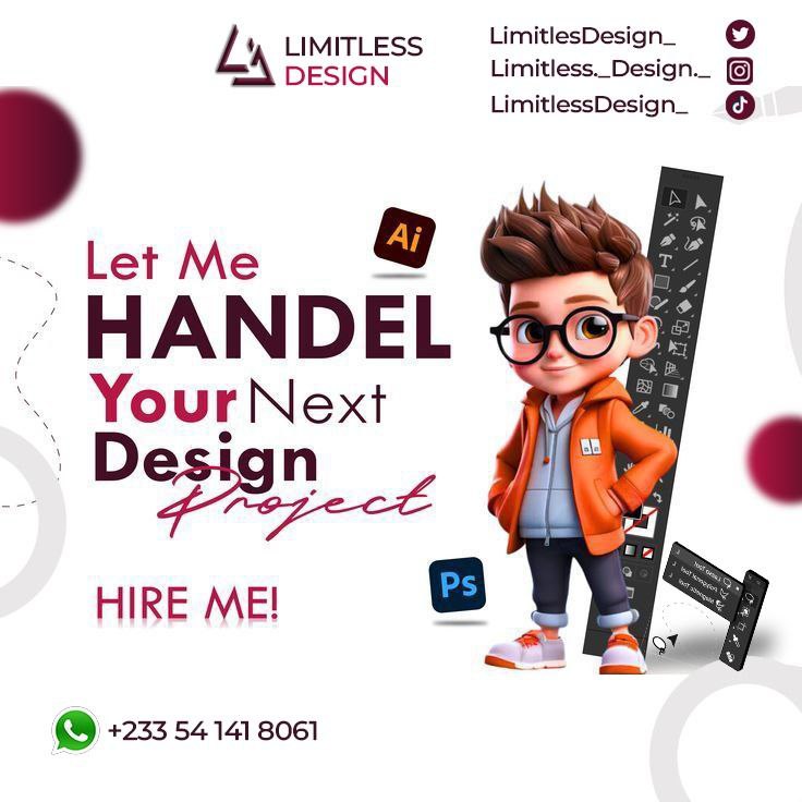LimitlesDesign_'s tweet photo. 🎨✨ Let Me Handle Your Next Design Project!
Looking for eye-catching, professional designs that make your brand stand out?
Limitless Design has got you covered! 🚀
From logos to flyers, banners, 
📩 Ready to work together?
👉 Hire me today!
📱 WhatsApp: +233 54 141 8061 https://t.co/J2P7753zM0