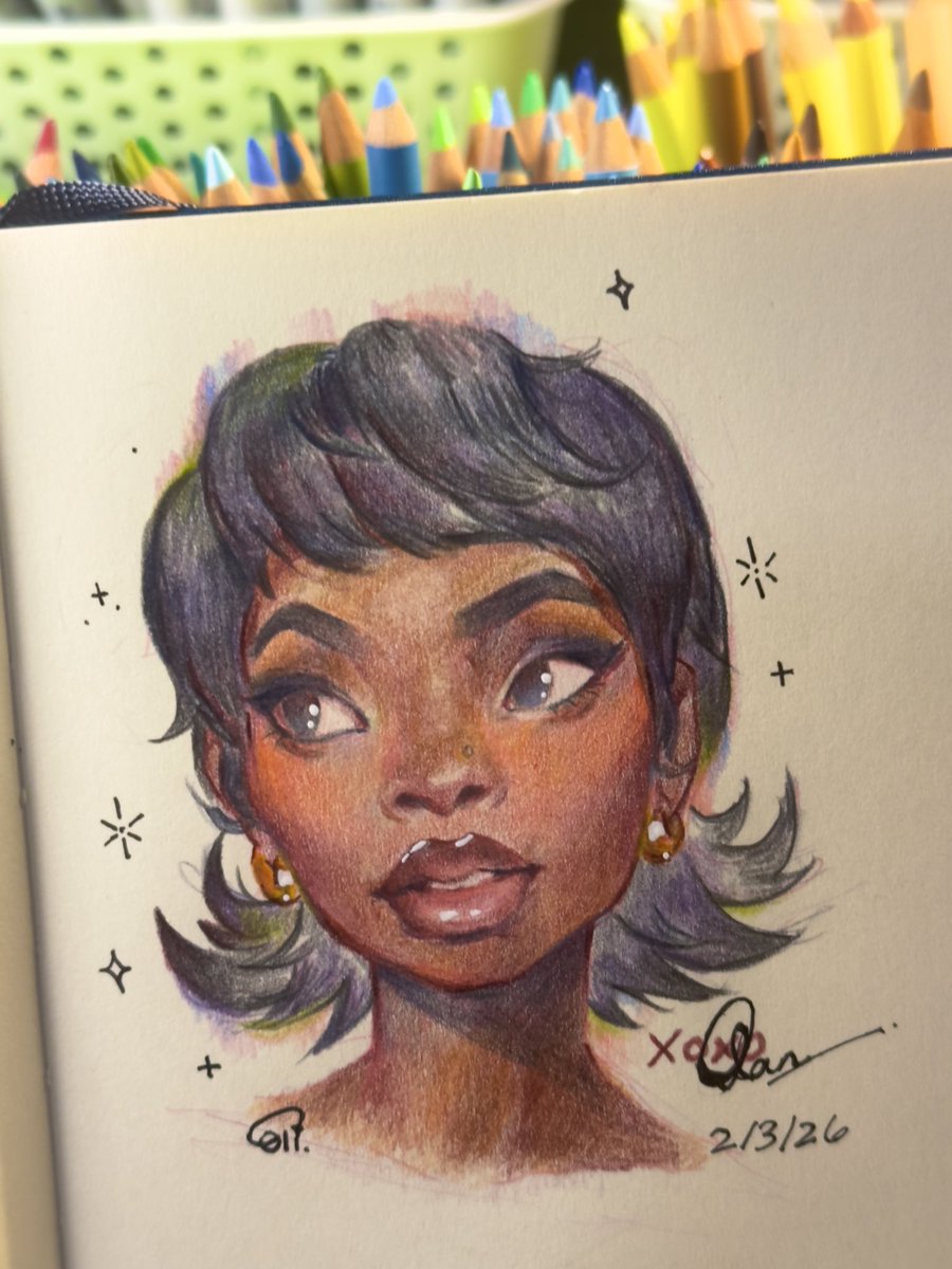 0L1_B's tweet image. Happy BHM!! First art of the year and my first traditional piece in 7 years is of the gorgeous Olandria✨Yall be easy✌🏿