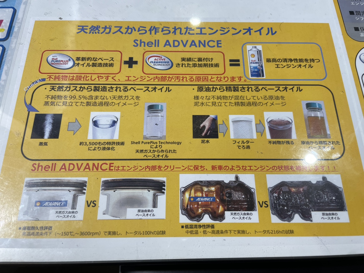 naps_tokai's tweet image. どうも、#ナップス春日井店 のSHELLADVANCE大好きおじさんです👋

皆さんはエンジンオイルはどのメーカー使っていますかーー？
私は #SHELLADVANCE 一択です🤩

何がいいのか！
文字数制限があって、全部書ききれないので1つだけ！
残りは資料をご覧ください！

なんといっても「不純物が非常に少ｎ