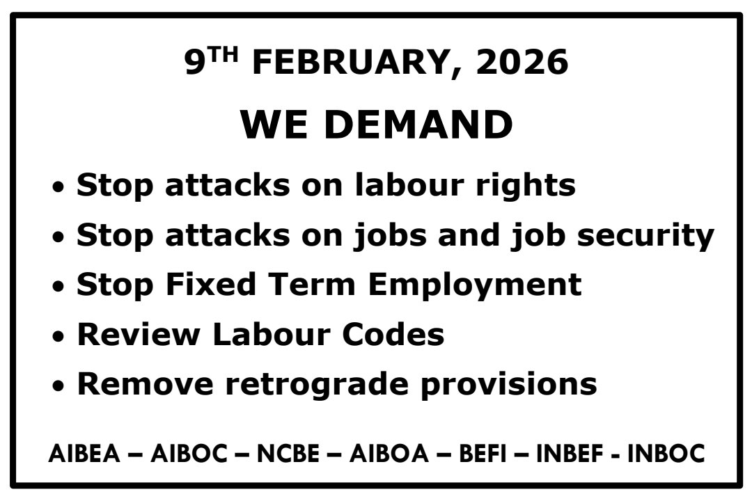Badge Wearing on 9th February, 2026 by 7 Banking Unions
#AIBEA