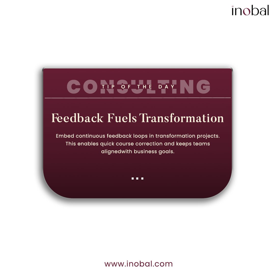 InobalCo's tweet photo. Transformation needs feedback constantly.
Continuous feedback loops enable fast correction and keep teams aligned with goals.

That’s how change sticks.
#Consulting #TIPS #Transformers #Inobal #goals https://t.co/Y63s0kJNt4